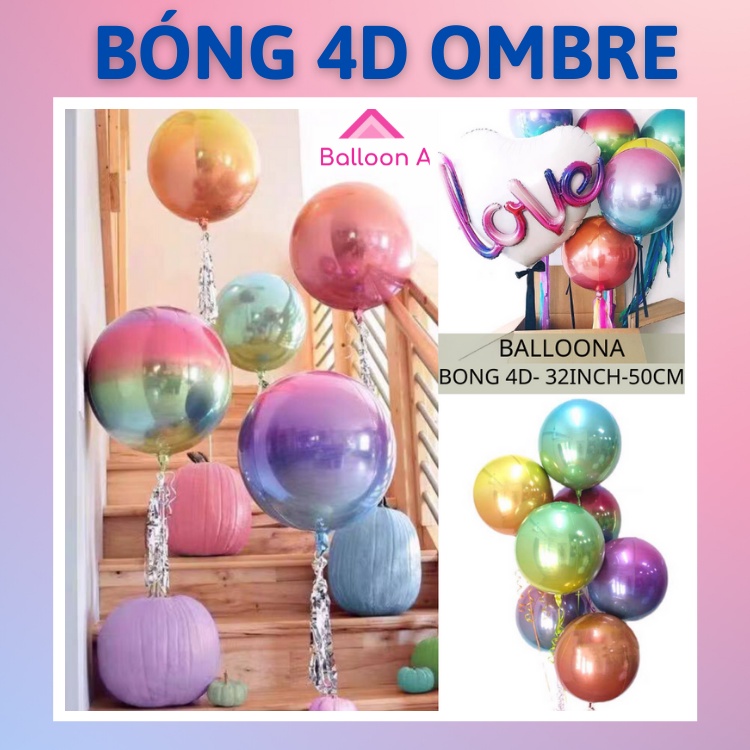 Bóng bay 4D 24” inch bong bóng ombre 50cm trang trí sinh nhật sự kiện
