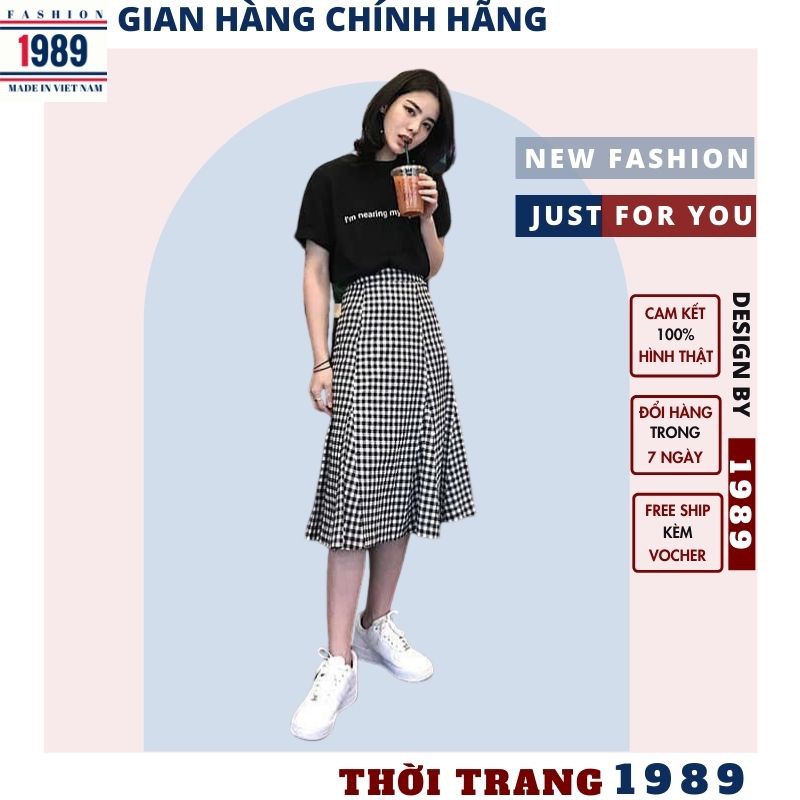 set áo và chân váy 🌺váy nữ hàn quốc xinh dễ thương DEJU áo kèm chân váy kẻ caro ,ulzzang ,TIỆM 1989