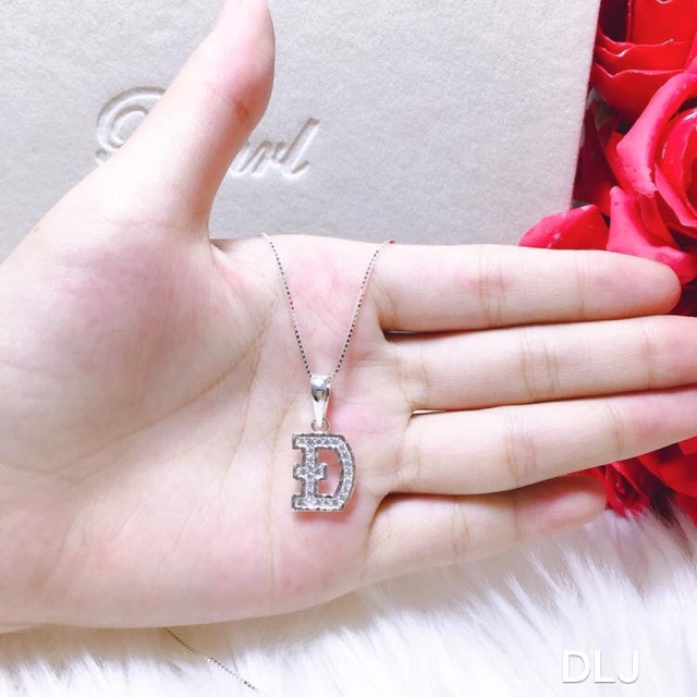 Dây chuyền bạc ta mặt chữ đính đá trắng DC0358