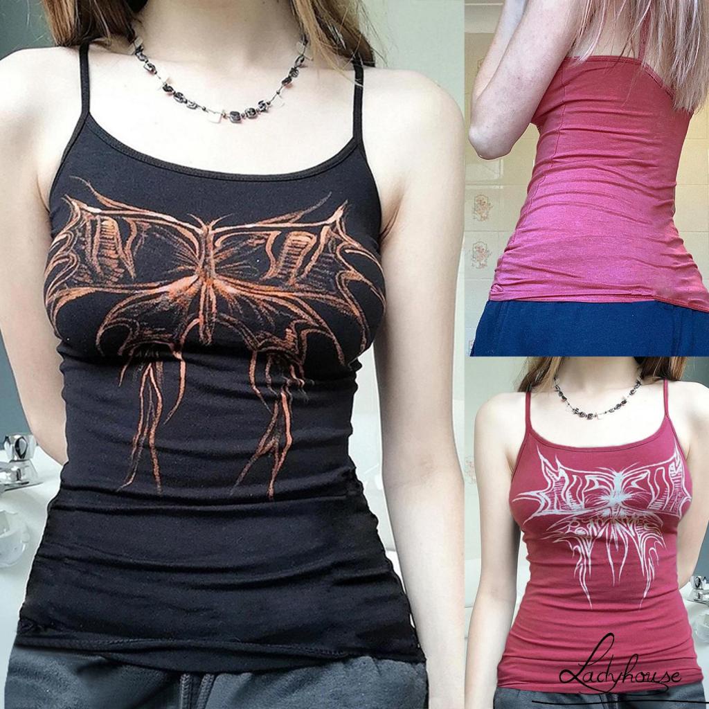 Áo Yếm Hai Dây Hở Lưng In Họa Tiết Phong Cách Gothic Thời Trang Mùa Hè Dành Cho Nữ