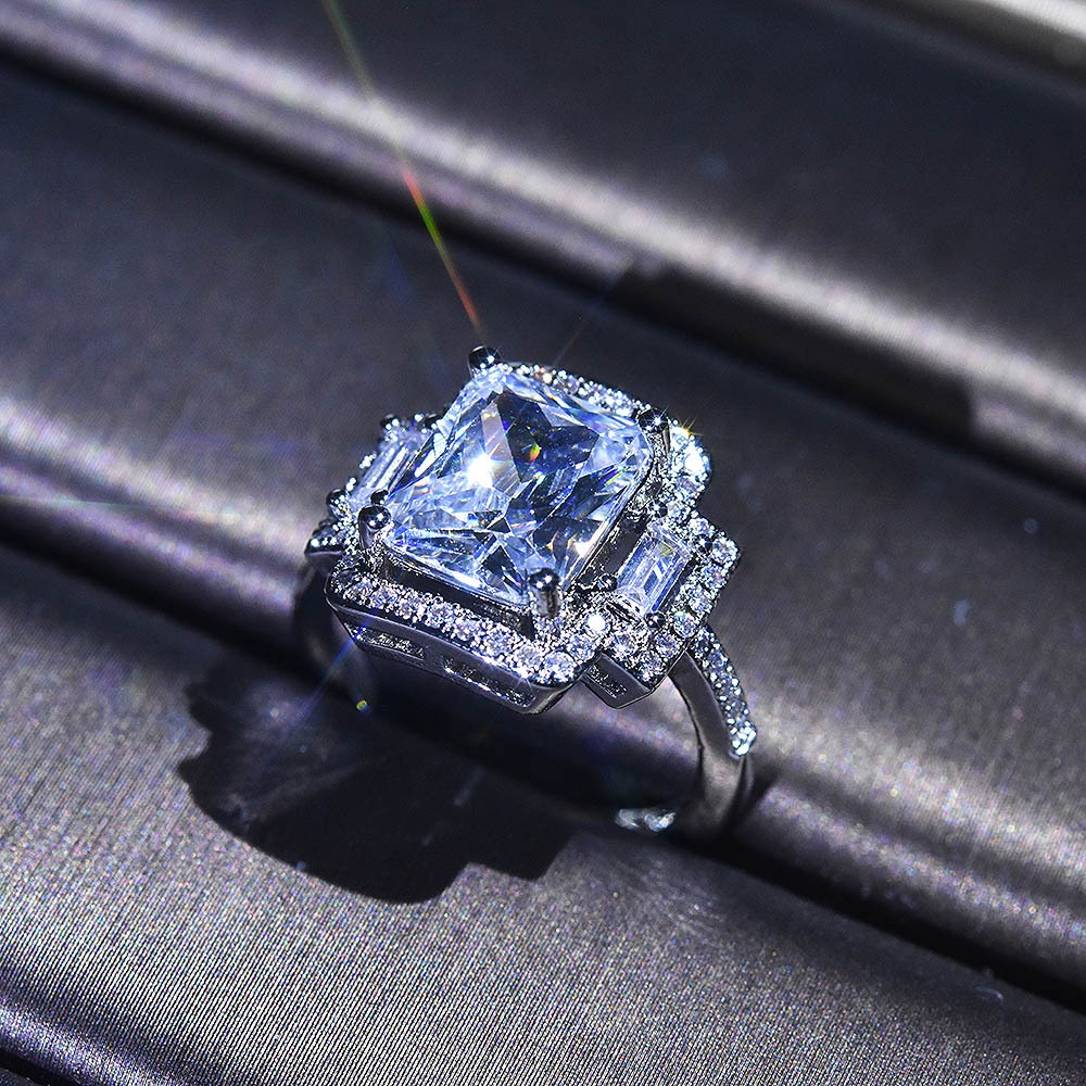 Nhẫn Cưới Kim Cương Nhập Khẩu D Màu Sắc Moissanite Pt950 Platinum Cho Nữ-JHS3-A