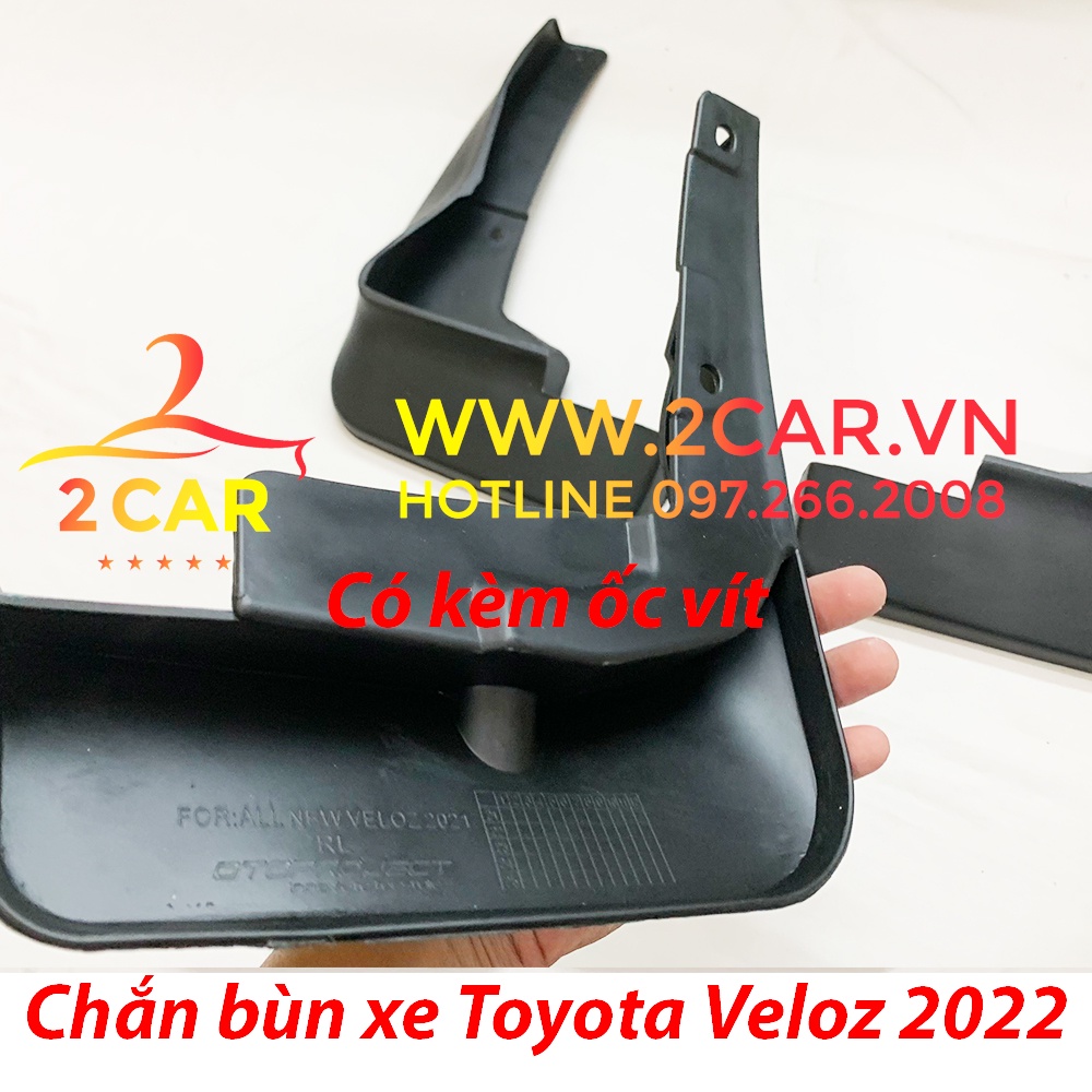 Chắn bùn bánh xe nhựa dẻo xe Toyota Veloz 2022, 2023 Bộ 4 chi tiết vừa khít form xe,  kèm ốc vít