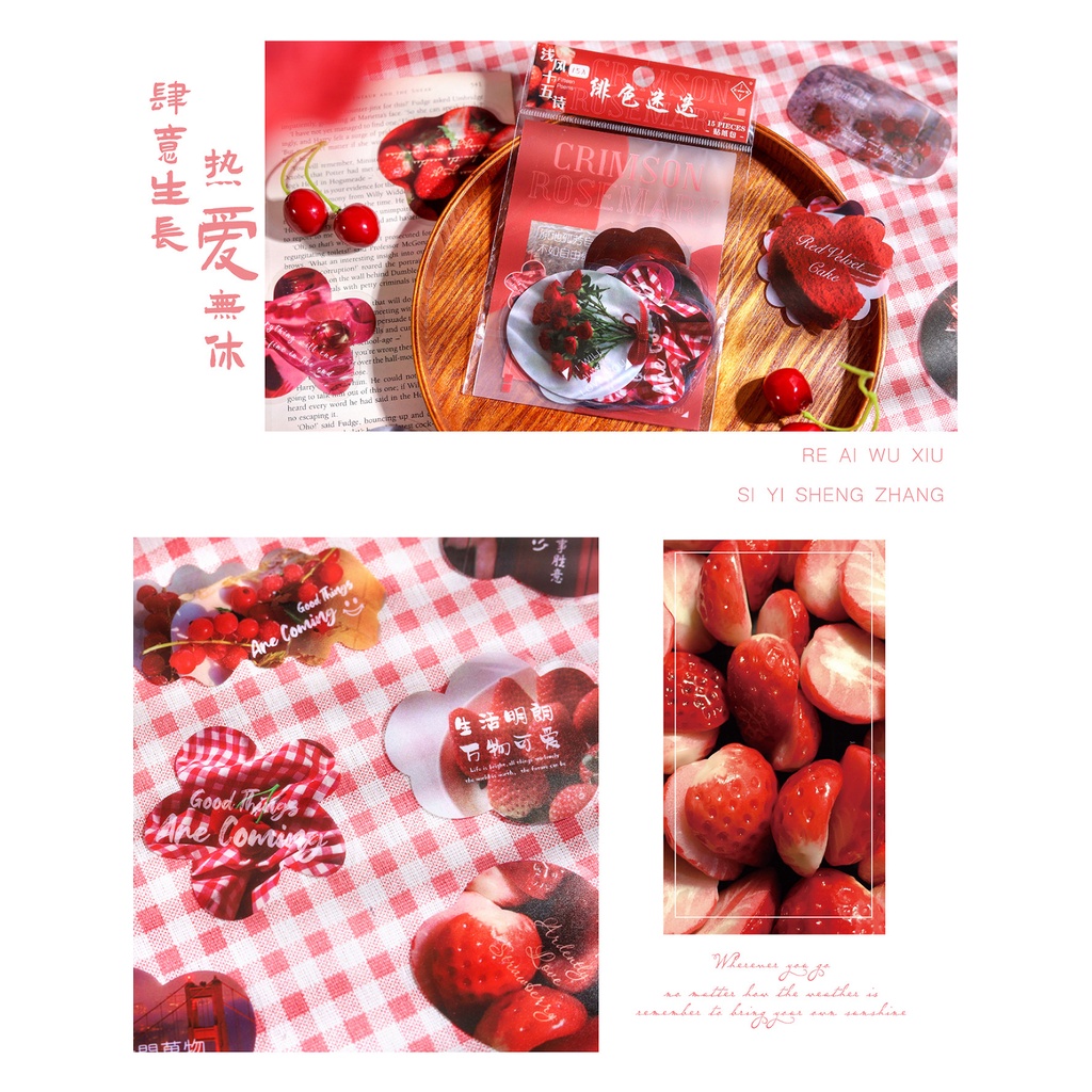 Enjoymore 🕯 Miếng Dán PET Lớn Vintage, 15 Miếng + 1 Tấm PVC Cứng  Sticker Cổ Điển Aesthetic Hình Dán