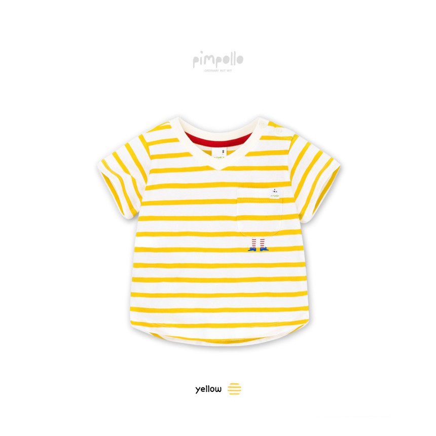 Áo phông cho bé cổ tim kẻ ngang Pimpollo. HA0501 (3 màu)