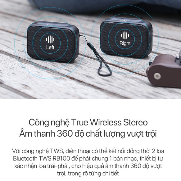 Loa Bluetooth Mini 5.0 ROBOT RB100 Hỗ Trợ Thẻ Nhớ Micro SD & USB - Pin 1200mAh Playtime 10H - Bảo hành 12 tháng