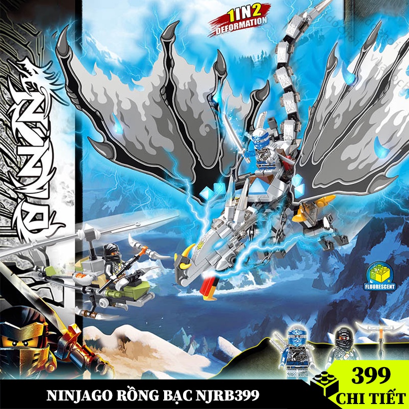 Bộ đồ chơi mô hình lắp ráp Ninja Rồng Vàng Sấm Sét, lắp ráp mô hình Ninja Dragon kèm nhân vật Ninja 399 chi tiết