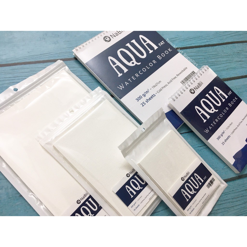 Giấy Vẽ, Sổ Vẽ Màu Nước NaBii Aqua Fat, Newbie Set 300gsm vân Cold