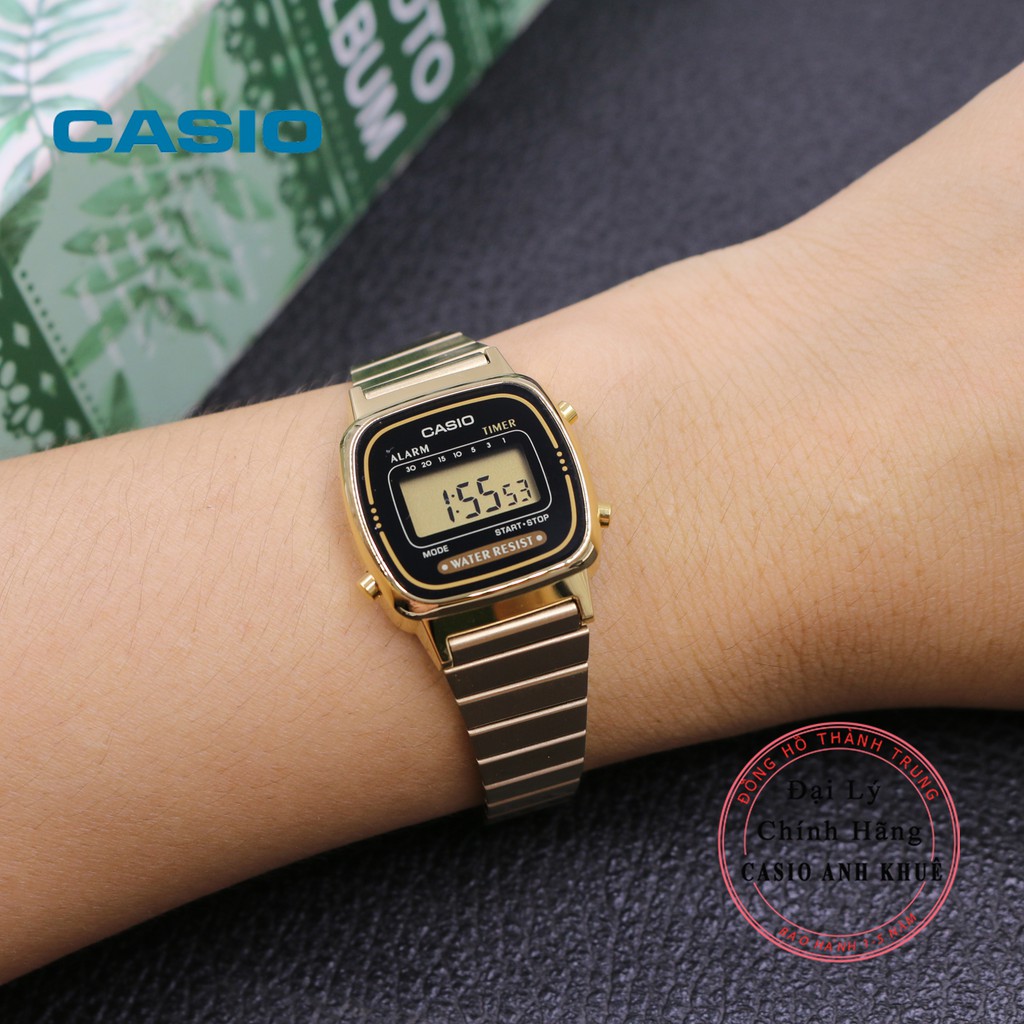 Đồng hồ điện tử nữ Casio LA670WGA-1DF dây kim loại