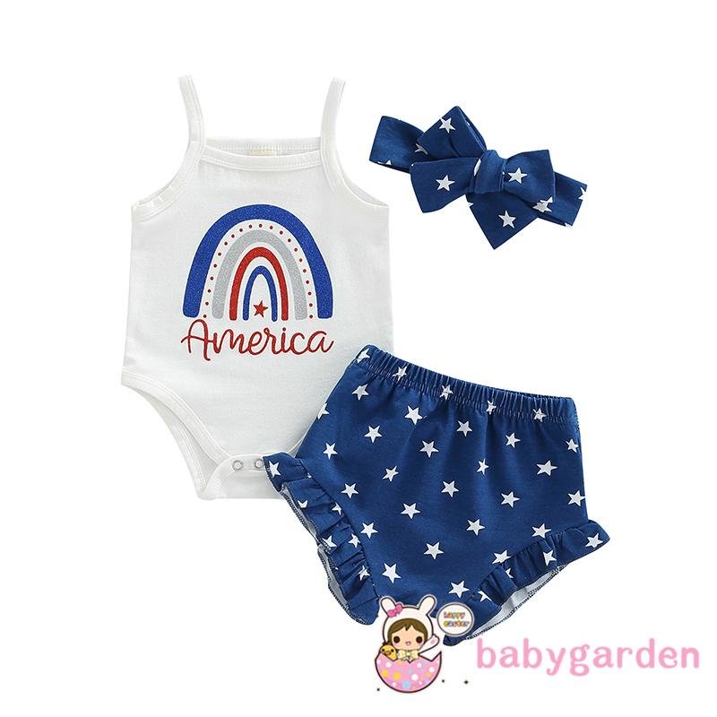 Bộ Áo Liền Quần Hai Dây In Hình Cầu Vồng Cho Bé Gái 0-18 Tháng Tuổi