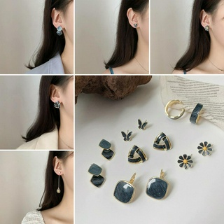 Dark blue design earrings, a variety of choices, fashion accessories for chrysanthemum, square, triangle and butterfly earrings
