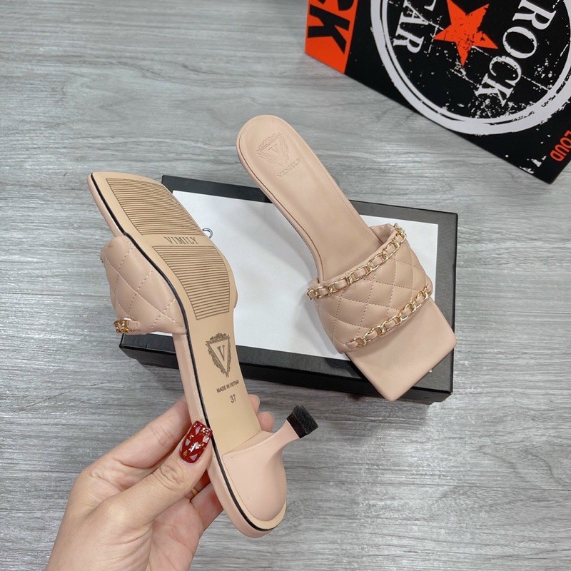 Guốc quai vặn xoắn thời trang , gót 5f dễ đi