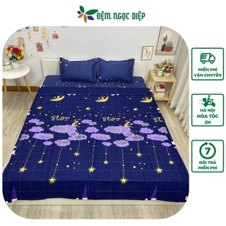 Bộ 4 Món Chăn Ga Gối Poly Cotton Trần Bông Sao Rơi