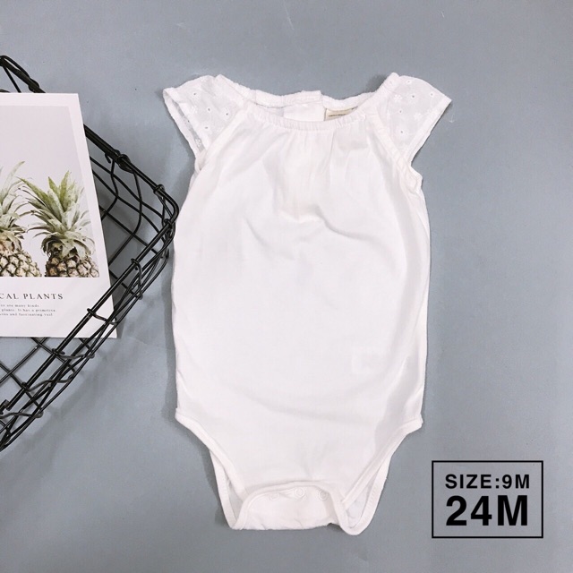 [Hàng lỗi] body trắng osh -chất cotton thêu size:6m,24m