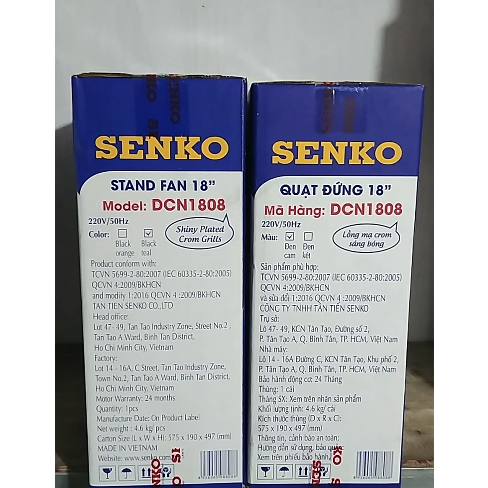 Quạt đứng công nghiệp Senko DCN1808 Lồng mạ Crôm