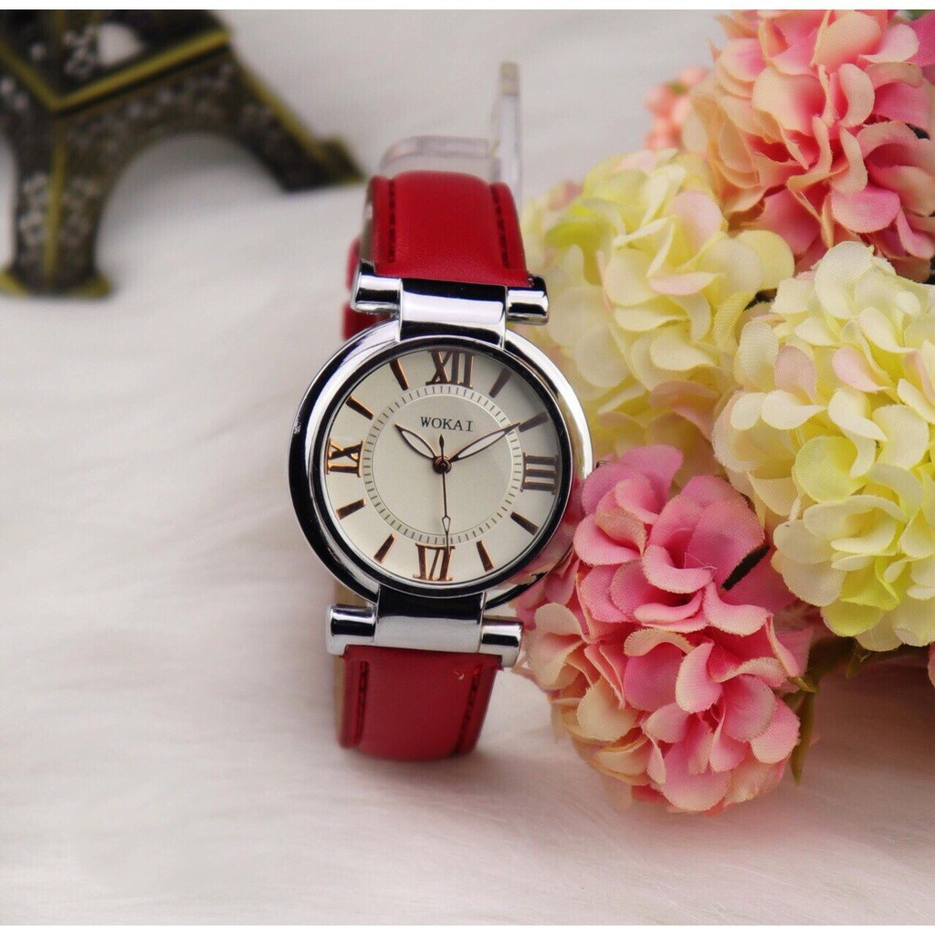 Đồng hồ nữ Wokai dây da mặt kính 32mm
