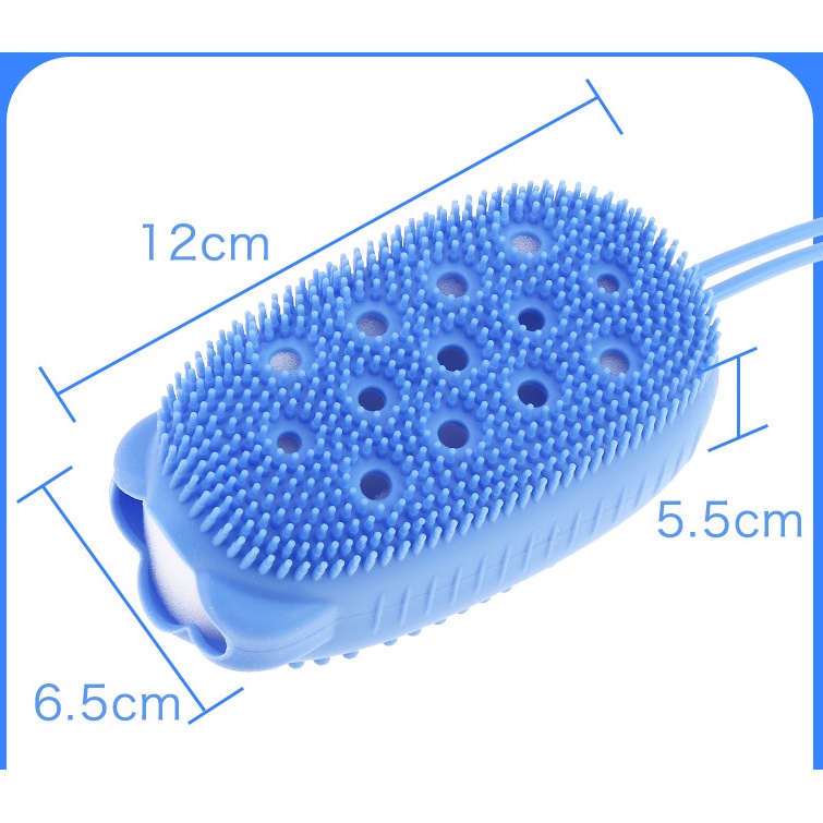 Bông tắm bọt biển silicon tạo bọt kỳ ghét cọ chà lưng tẩy tế bào da chết miếng mút 2 mặt lông siêu mềm