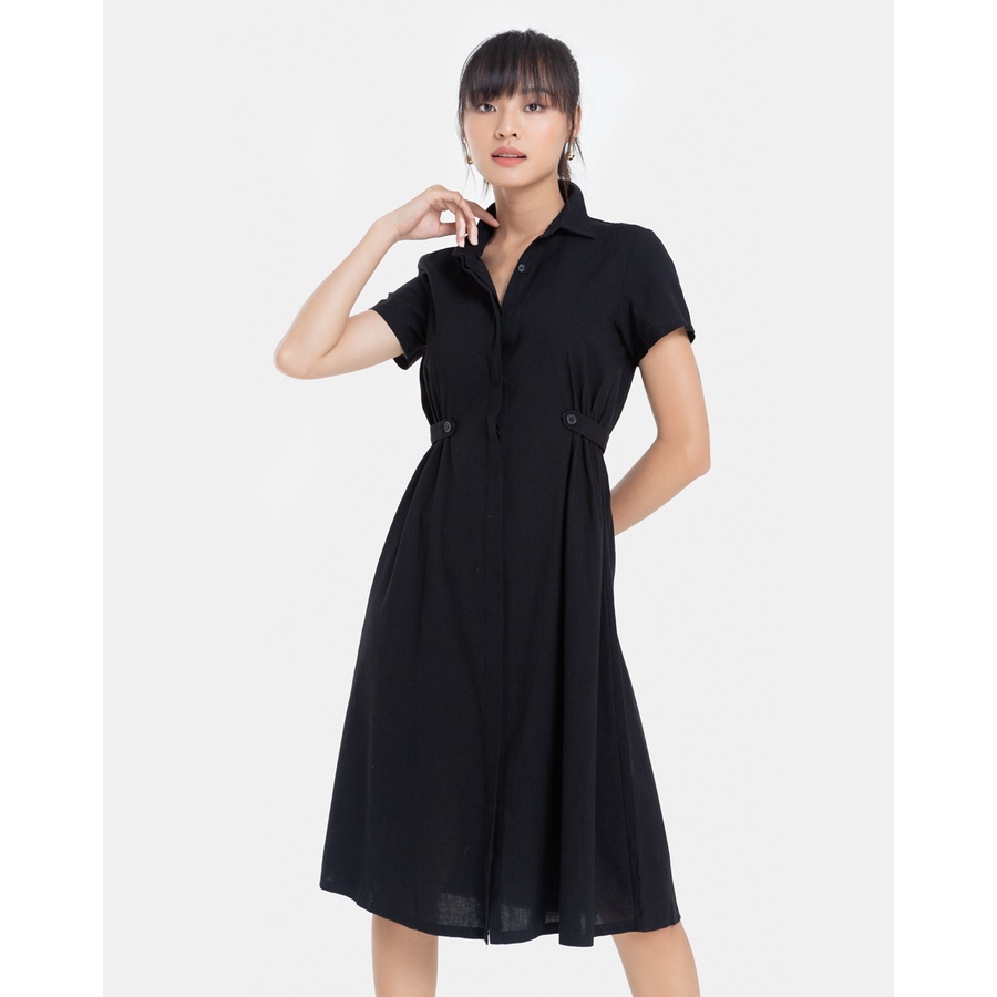 Đầm Midi JUNO Tay Ngắn Kiểu Dáng Chít Eo JNDLU003