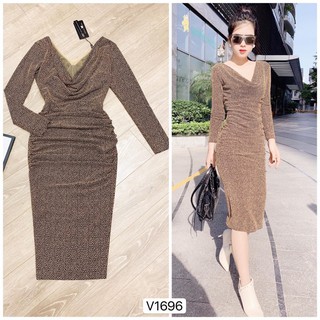 VÁY BODY LEN CỔ ĐỔ- VÁY LEN DÁNG ÔM