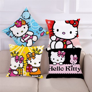 Vỏ gối hình vuông họa tiết Hello Kitty độc đáo dùng để trang trí nội thất