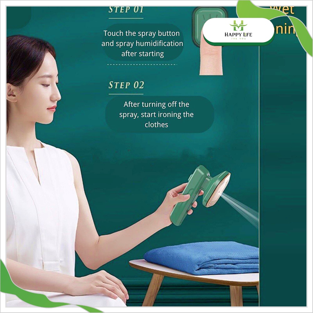 Bàn ủi mini du lịch, bàn ủi hơi nước cầm tay nhỏ gọn tiện dụng 2 in 1 - Happy Life 4U