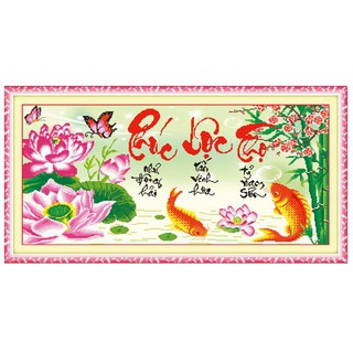 Tranh thêu chữ thập phúc lộc thọ - DLH-222927