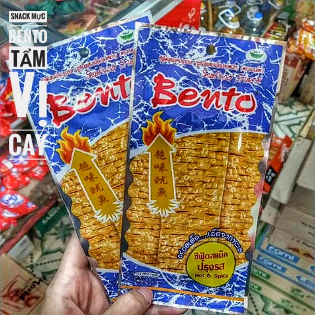 Snack Mực Bento Tẩm Vị Cay (Màu Xanh) - Thùng 24 Dây 13 Gói 5Gr