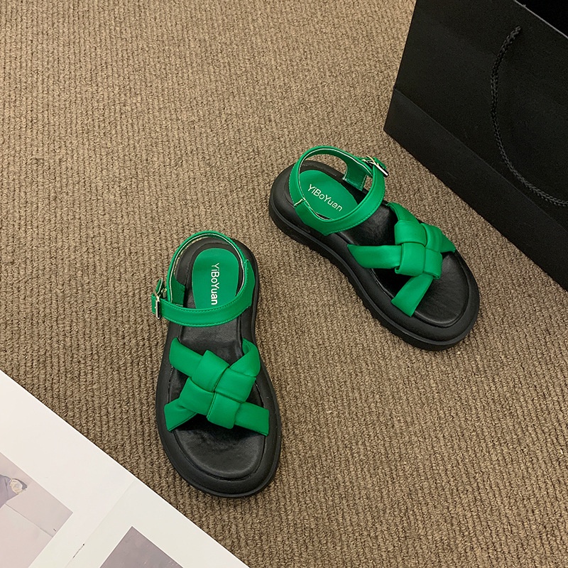 Xăng đan IELGY mũi tròn đan dây khóa cài thời trang dành cho nữ