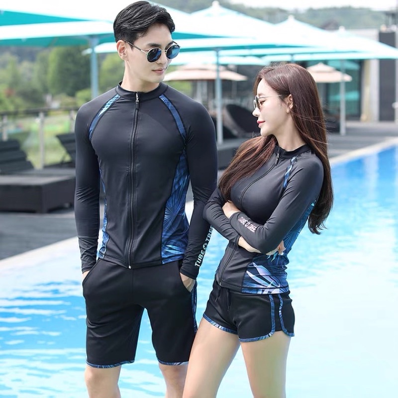 Set đồ bơi bikini nữ 5 mảnh dài đen lườn hoa Tube tree siêu xịn