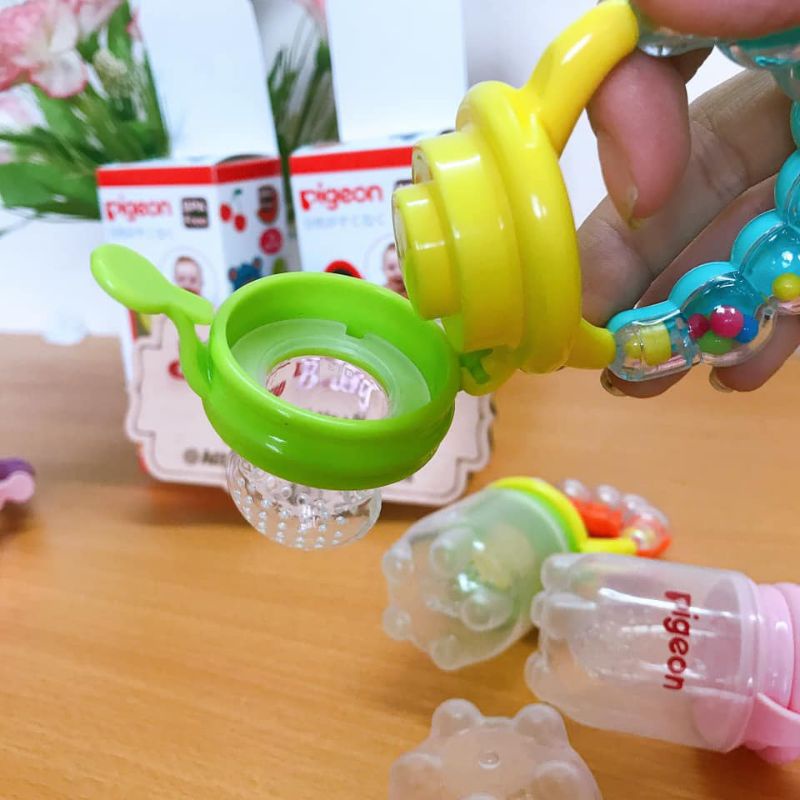 Túi nhai ăn dặm cho bé, pigeon nhật bản, hàng chính hãng, chất liệu an toàn, giúp bé tập nhai tốt hơn