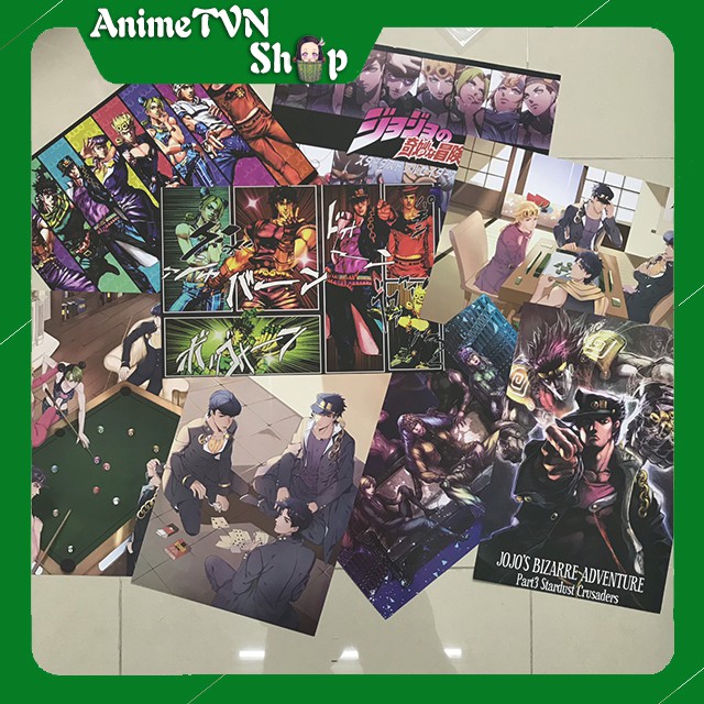 Combo 8 tấm Poster giấy in hình Anime Manga (One piece, slime, SAO, tokyo ghoul, Kimetsu, Re zero, Fate, Boku no hero..)