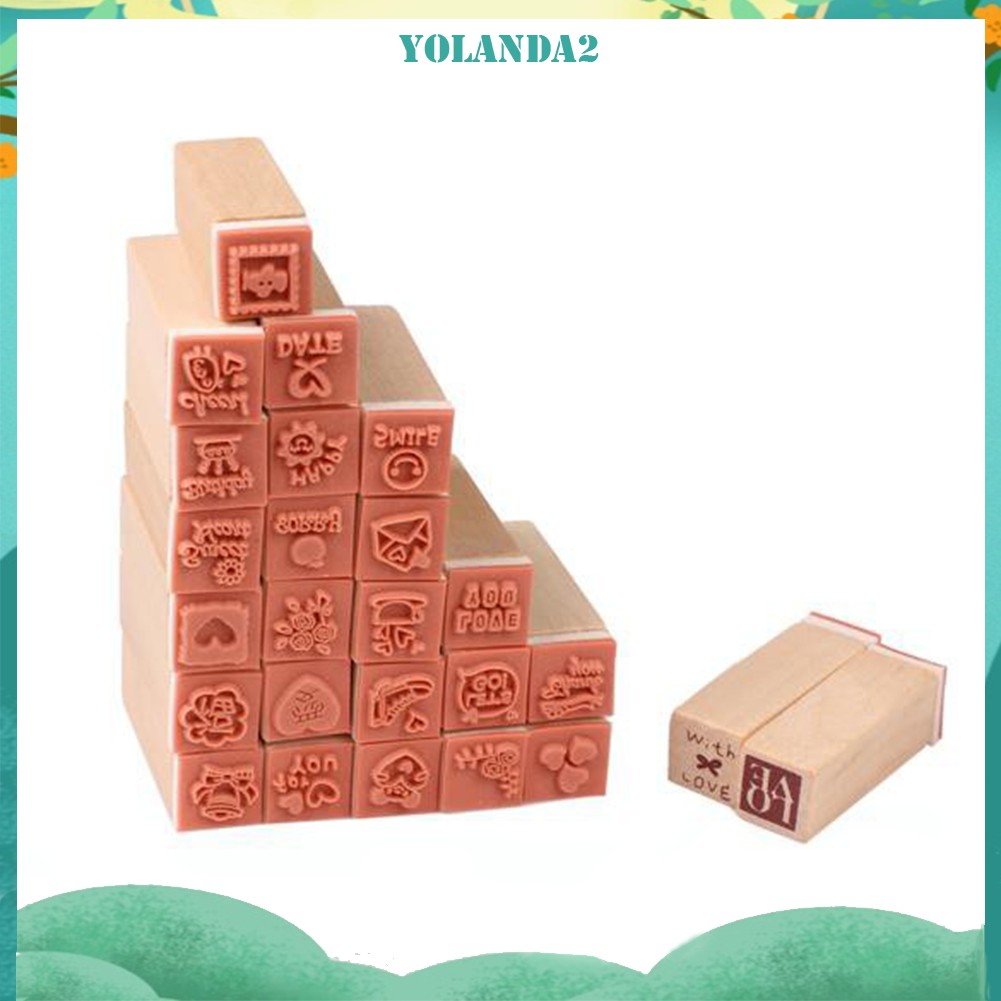 Set 25 Con Dấu Bằng Gỗ Diy Xinh Xắn Tiện Dụng