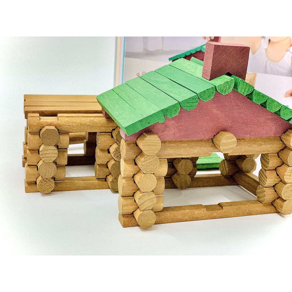 Nhà Gỗ Thông Xếp Hình Nhà Gỗ - 90 Miếng