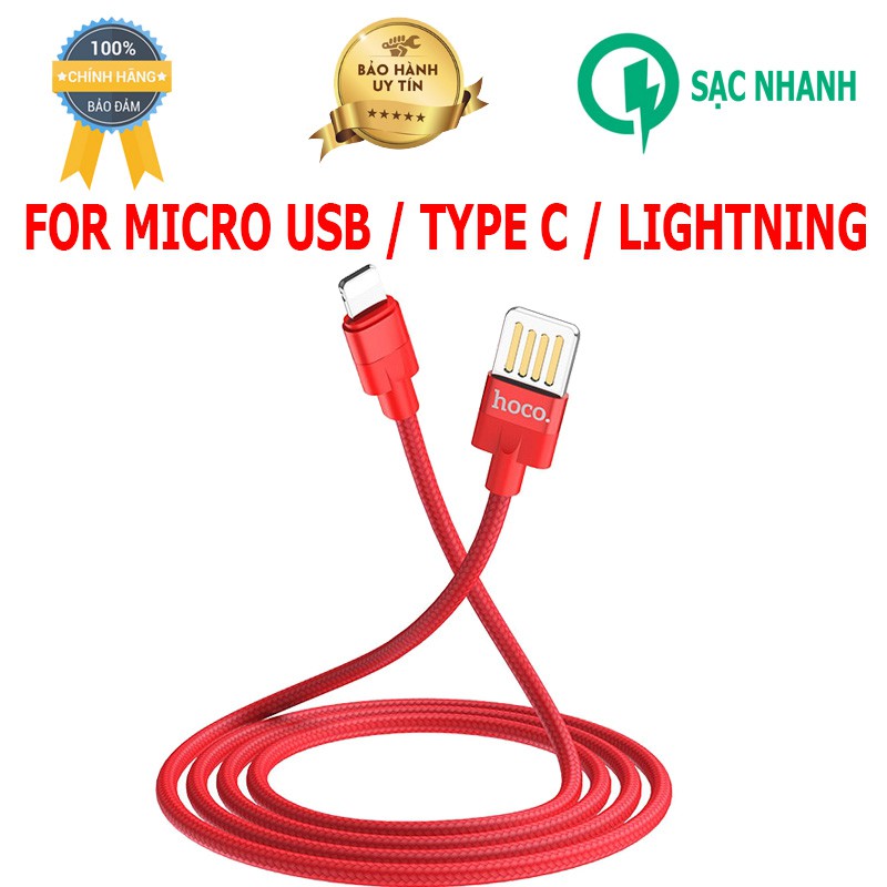 Cáp HOCO U55 Micro USB / Type C / Lightning - BẢO HÀNH 6 THÁNG 1 ĐỔI 1