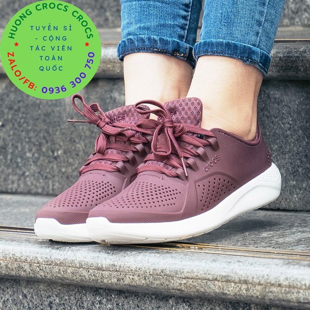 GIÀY NHỰA CROCS LITERIDE PACER CHO NỮ MÀU ĐỎ MẬN CHUẨN XỊN FULL BOX