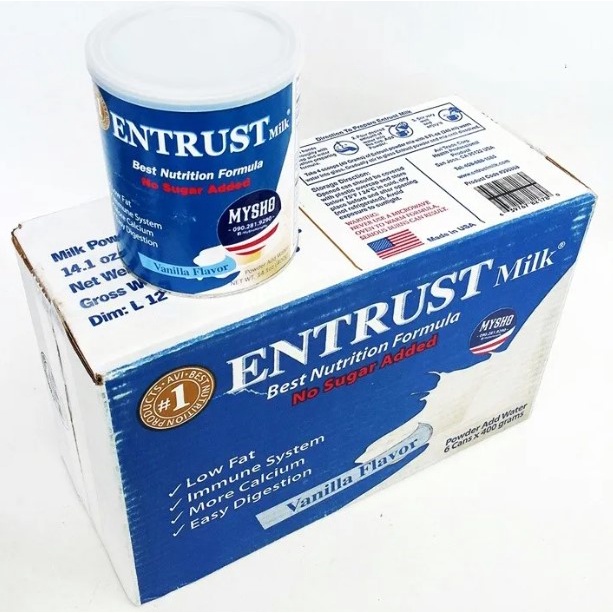 Sữa Bột Entrust Mỹ Không Đường Dành Cho Người Bị Tiểu Đường Lon 400g