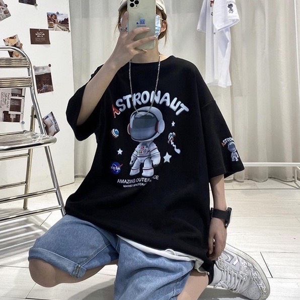 Áo thun unisex nam nữ form rộng tay lỡ, áo phông teen oversize cotton mịn mát