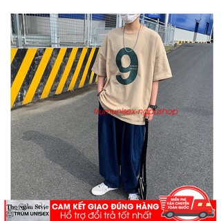 Áo thun form rộng tay lửng nam nữ unisex phong cách hoang dã hàn quốc in số number 9 trumunisex