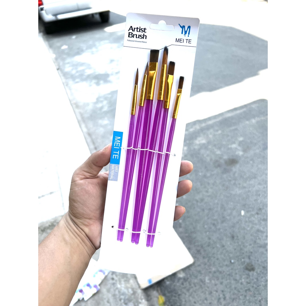 Bộ Cọ Vẽ 6 Cây Chuyên Nghiệp Artist Brush - Dùng Cho Màu Nước/Bột/Sơn Acrylic 30S Store M836 Màu Hồng