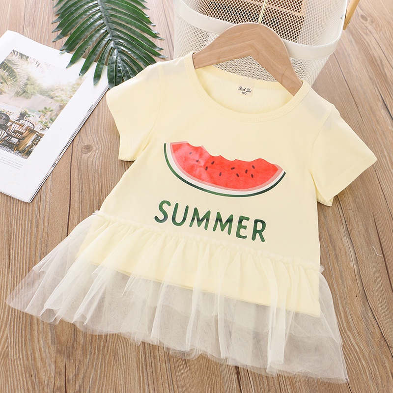 Áo thun tay ngắn in hoạt hình động vật dễ thương thời trang mùa hè 2021 cho bé gái 2-7 tuổi