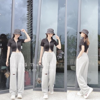 Áo khoá kéo 2 đầu cổ bẻ