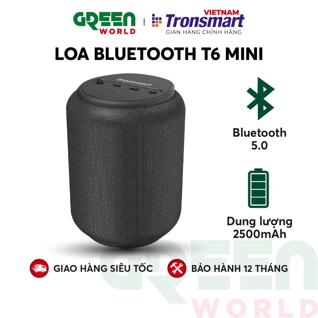 Loa Bluetooth 5.0 ngoài trời chống thấm nước IPX6 15W chơi nhạc tối đa 24 giờ Tronsmart Element T6 Mini - TM-364443