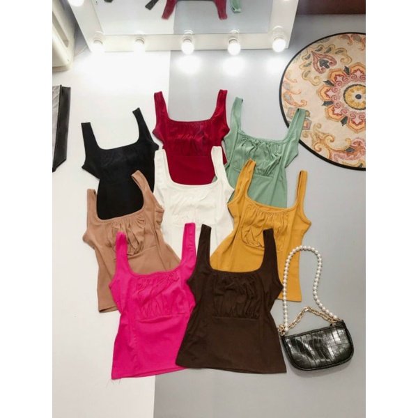 Áo 3 lỗ croptop rúm xinh nhiều màu