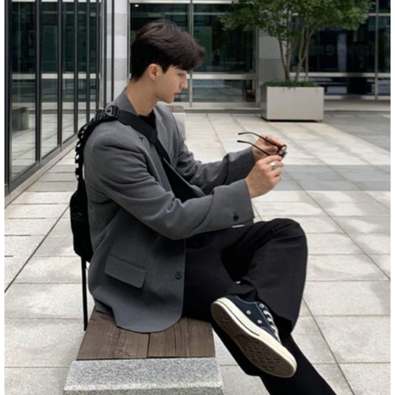 Áo khoác vest unisex dáng rộng phong cách xuân thu hàn quốc thời trang thường ngày cho nam 2023