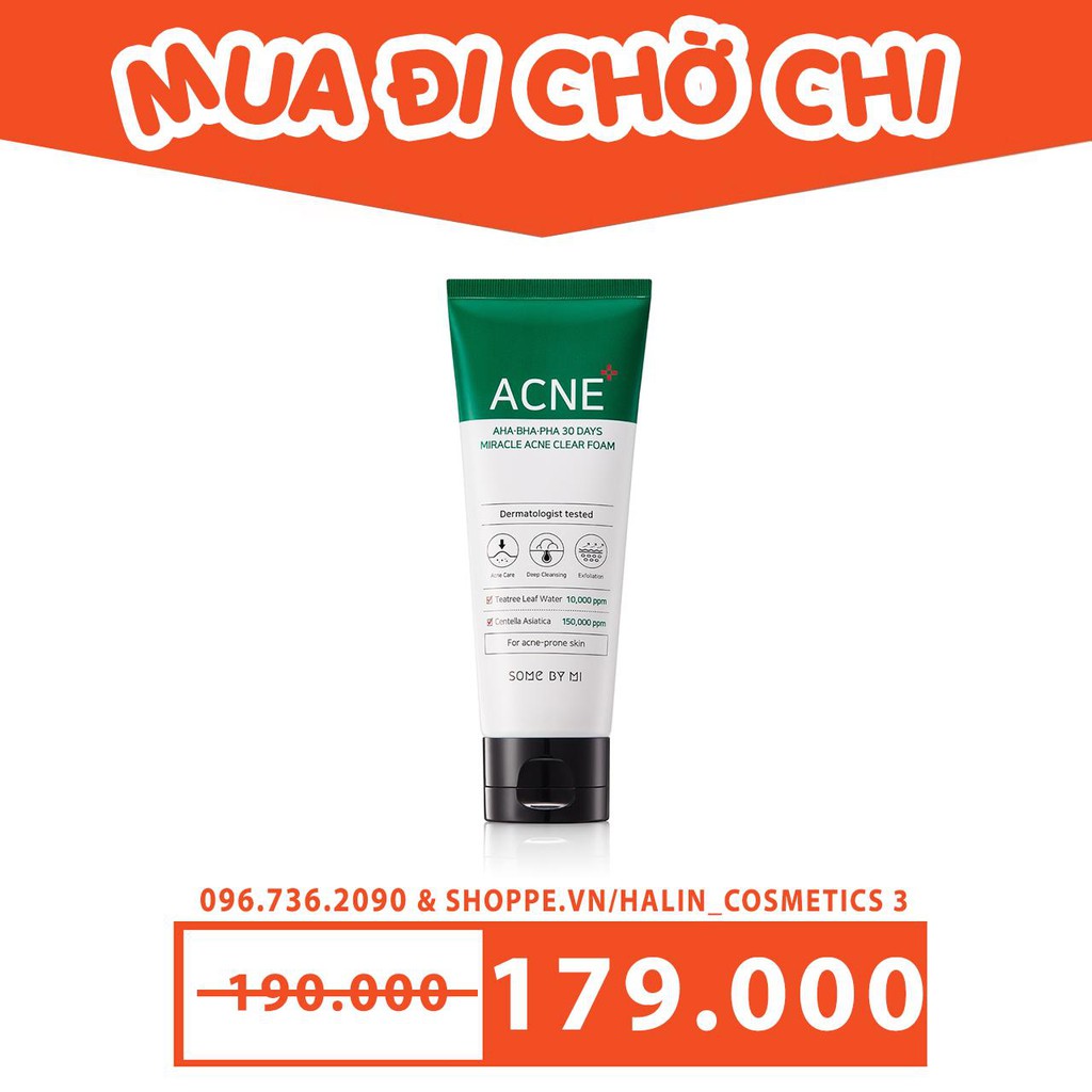 Sữa Rửa Mặt  💖FREESHIP💖 Sữa Rửa Mặt "Thần Kỳ" Some By Mi AHA-BHA-PHA 30 Days Miracle Acne Clear Foam 100ml HALIIN080
