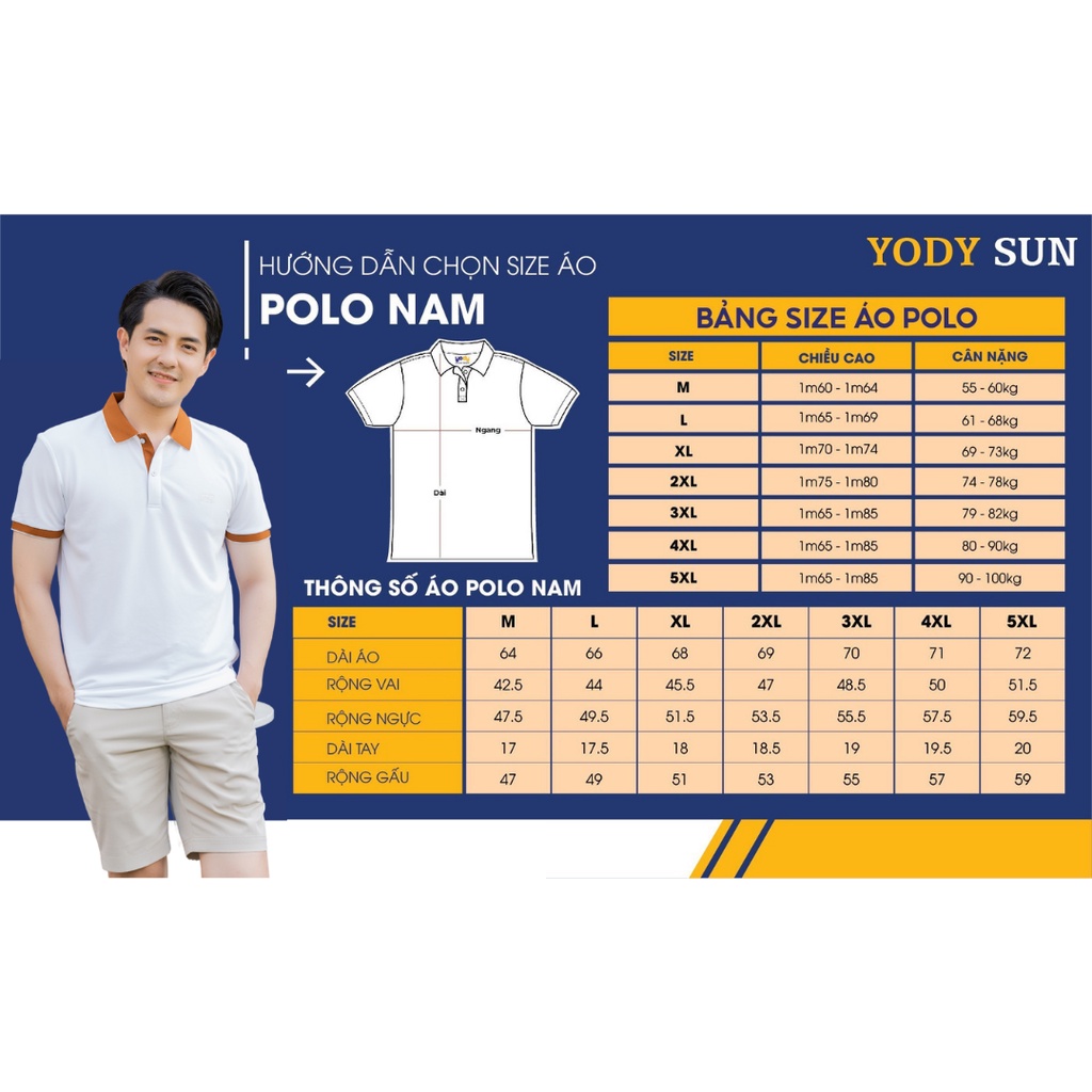 Áo phông polo nam YODY mắt chim, chất liệu cotton tay ngắn cổ bẻ phối bo tỉ mỉ, chuẩn phom thanh lịch APM3299