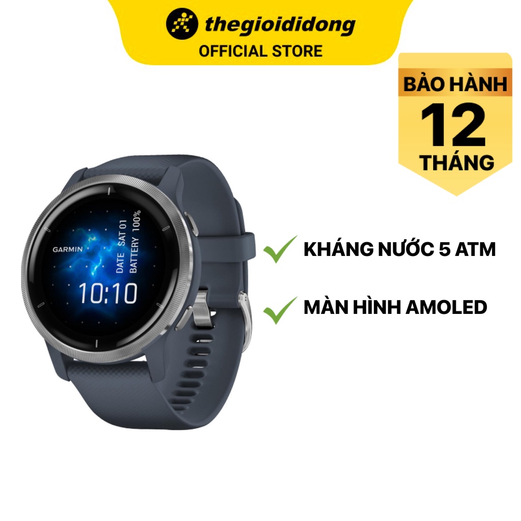 Đồng hồ thông minh Garmin Venu 2 kháng nước 5ATM theo dõi nhịp tim màn hình AMOLED - Chính hãng BH 12 tháng