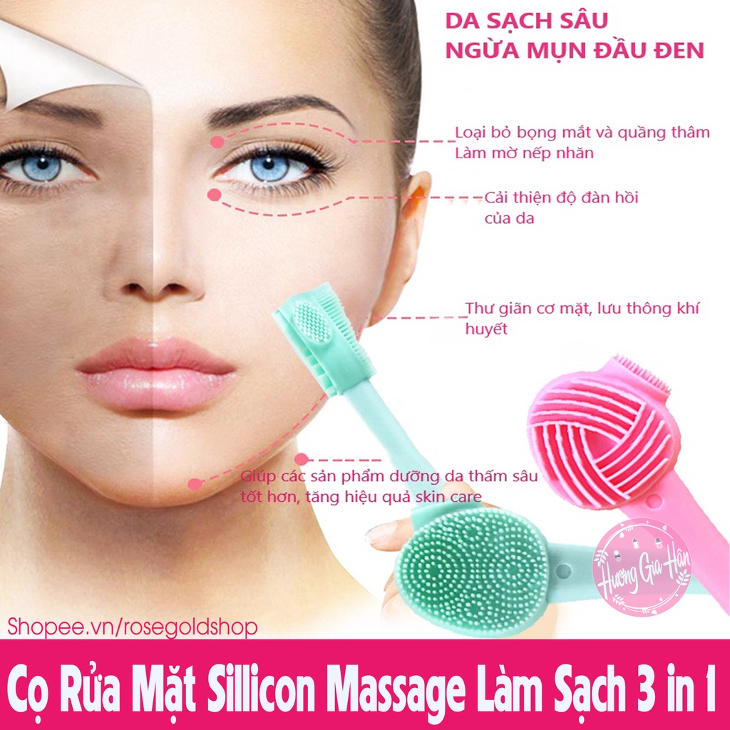 Cọ Rửa Mặt Sillicon Massage Làm Sạch 3 in 1 - Làm Sạch - Massage - Tẩy Da Chết