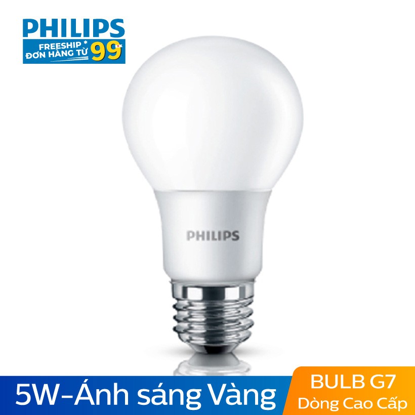 Bóng đèn Philips LED cao cấp siêu sáng tiết kiệm điện Gen7 5W 3000K E27 230V A60 - Ánh sáng vàng