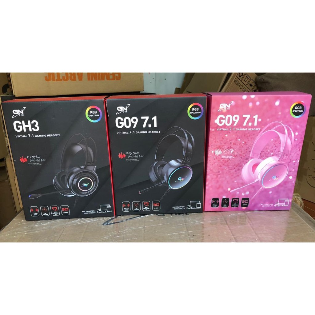 Tai nghe gaing  GNET G09 7.1 FullBox có LED RGB có mic âm thanh 7.1 màu đen - Hàng Chính Hãng bảo hành 12 tháng