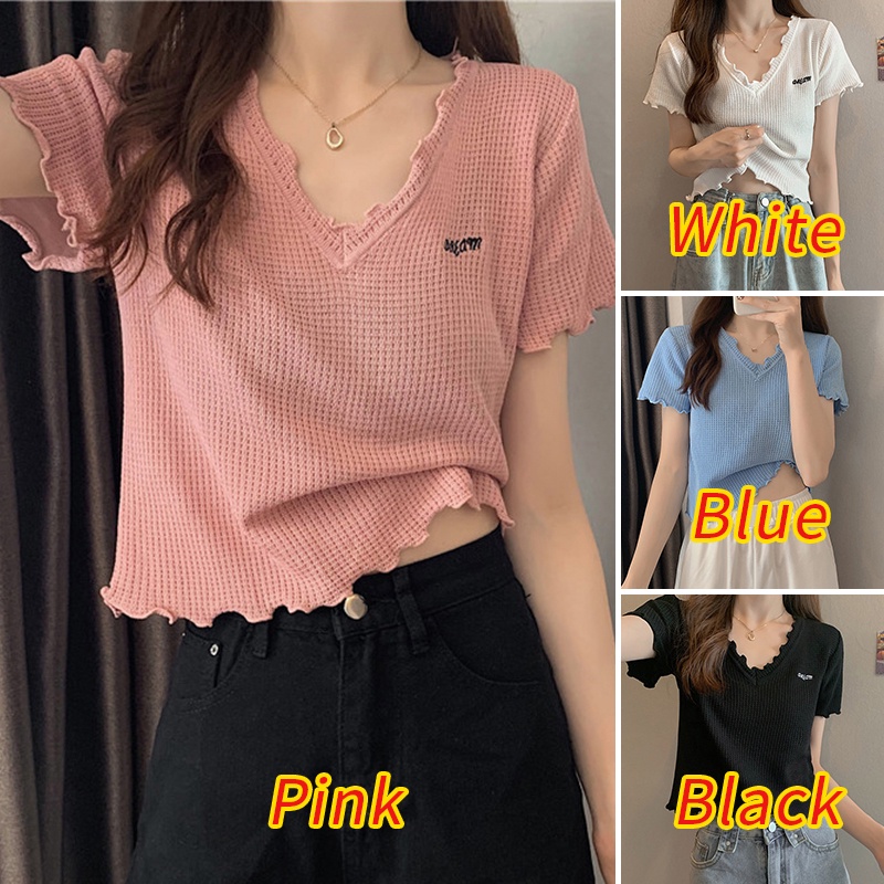Zanzea Áo Nữ Dệt Kim Ngắn Tay Cổ Chữ V Thời Trang Hàn
